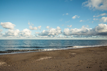 Fototapeta na wymiar Blue sea in Hokkaido at japan.