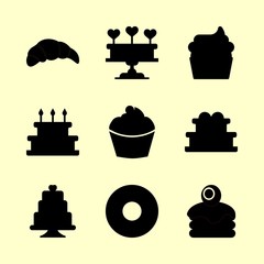 9 cake icons set