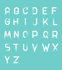 White  alphabet Text in dry brush free hand Style on Blue - obrazy, fototapety, plakaty