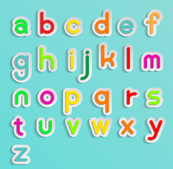 Colorful Alphabet Text in Paper cut Style