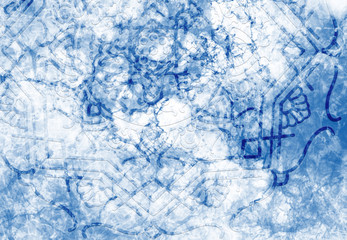 Abstract mandala graphic design and watercolor digital art painting for ancient geometric concept background