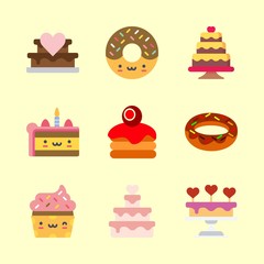 9 cake icons set