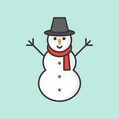 snowman, filled outline icon for Christmas theme