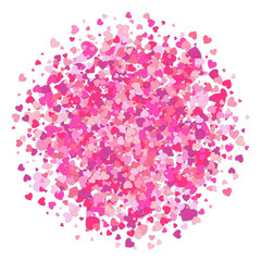 Valentines Day background. Confetti of hearts. Heart shapes isolated on white background. Love concept.