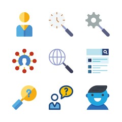 seo icons set. find, engine, laptop and business graphic works