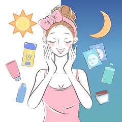 beauty cartoon skincare woman