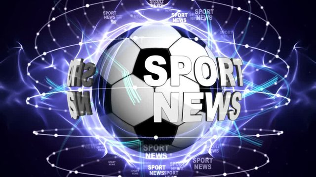 SPORTS NEWS Text Animation Around Sport Balls, Rendering, Background, Loop, 4k
