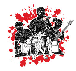 Musician playing music together, Music band, Artist graphic vector