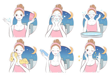 beauty cartoon skin care woman