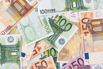 A lot of euro banknotes. Background