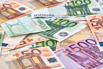 Obraz na płótnie Canvas A lot of euro banknotes. Background