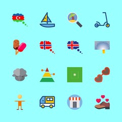 summer icons set. sky, field, cold and showing graphic works