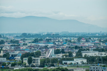 Sapporo City view from the Mount Moiwa, Hokkaido, Japan.