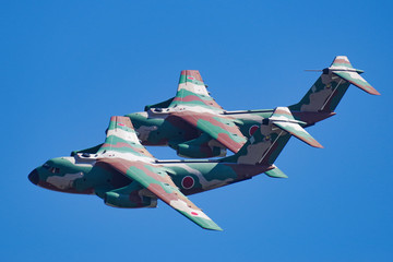 Tandem Huge Transporters Acrobatic Flying over Japan 