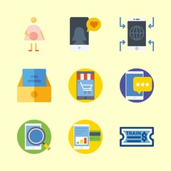 telephone vector icons set. smartphone, inbox, train ticket and pregnantcy in this set