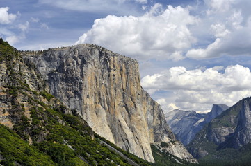 USA. Gigantic rocks and forests of Yosemite Park.