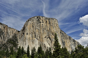 USA. Gigantic rocks and forests of Yosemite Park.