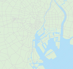Naklejka premium Mapa drogowa obszaru zatoki Tokio