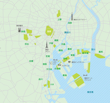 東京ベイエリア（東京湾周辺）　道路マップ / 地名・観光名所付き