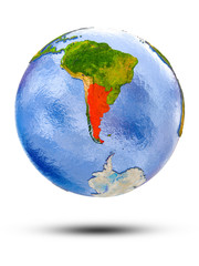 Argentina on globe