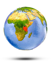 Tanzania on globe