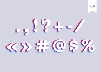 Vector Font Design. Creative Poster Typeface. Abstract Urban Typography. Headline Typeface in Retro or Vintage Style. Abstract 3D Letters. Colorful Trendy Text Design for Banner, Print, Magazine.