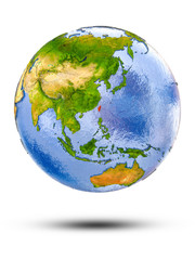 Fototapeta premium Taiwan on globe