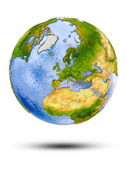 Belgium on globe