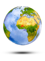 Burkina Faso on globe