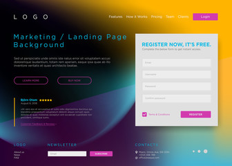 Vector Landing Page Background. Marketing Minimal Backdrop Design. Abstract Geometric Liquid Shapes. Page Template for Conference, Online Courses, Master Class, Webinar, Business Event Announcement.