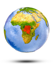 Democratic Republic of Congo on globe