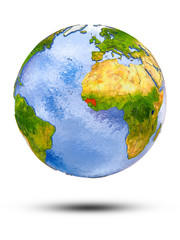 Guinea on globe