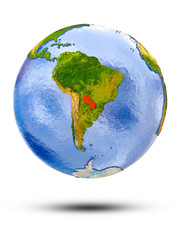 Paraguay on globe