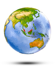 Malaysia on globe