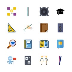 education icons set. abstract, top, sticky note and hardcover graphic works