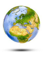 Albania on globe