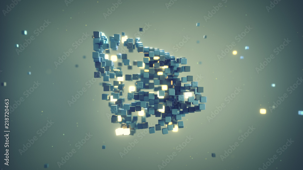 Poster matrix of cubes in space abstract 3d render