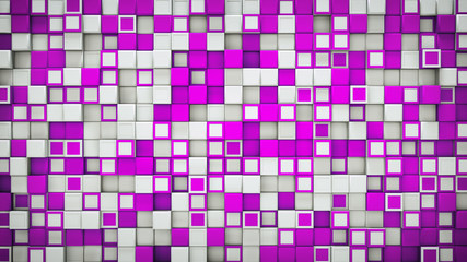 Wall of purple and white 3D boxes abstract background