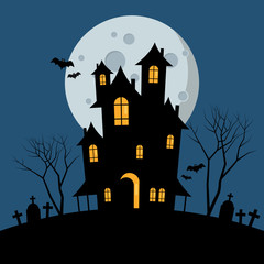 Halloween haunted house - obrazy, fototapety, plakaty
