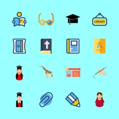 school vector icons set. bible, graduated girl, student girl and graduate in this set