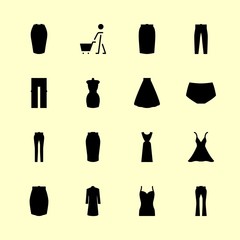 clothes vector icons set. panties, online store, dress and trousers in this set