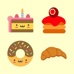 cake icons set. sauce, decoration, dessert and glazed graphic works