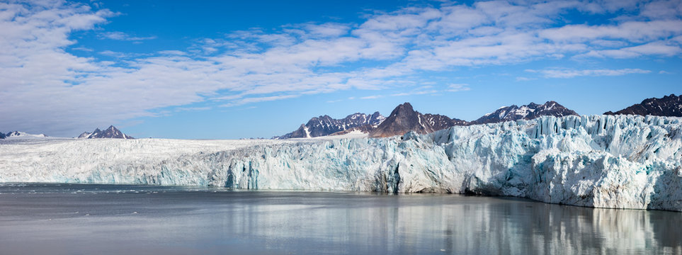 Fjortende Julibreen And 14 Juli Bukta At Svalbard, Norway In Summer.