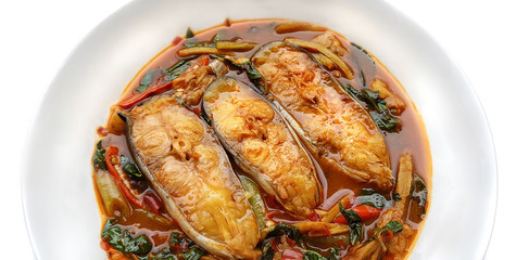Stir fried fish,Thai food with clipping path