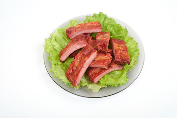 Grilled pork ribs isolated on white background