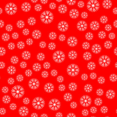 Seamless pattern. White snowflakes on a red backgrounds. For packaging paper