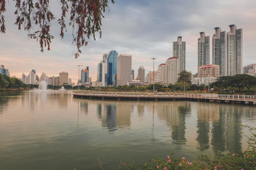 Bangkok, Thailand - August 12,2018 : Benjakiti garden cityscape view ,Famous place