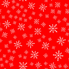 Seamless pattern. White snowflakes on a red backgrounds. For packaging paper