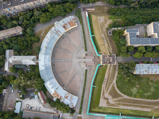 Bird view from the drone to a Kyiv Fortress Oblique caponier, Ukraine.