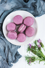 Plate with lavender macarons